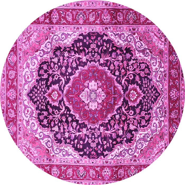 Round Medallion Pink Traditional Rug, tr136pnk