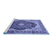 Sideview of Machine Washable Medallion Blue Traditional Rug, wshtr136blu