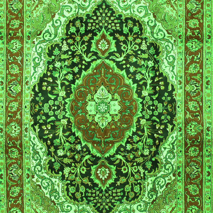 Serging Thickness of Machine Washable Medallion Green Traditional Area Rugs, wshtr136grn