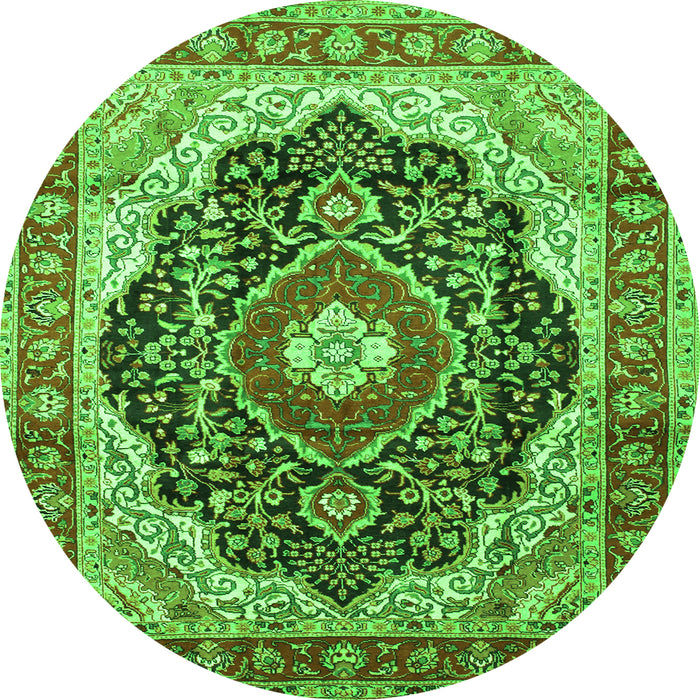 Square Medallion Green Traditional Rug, tr136grn