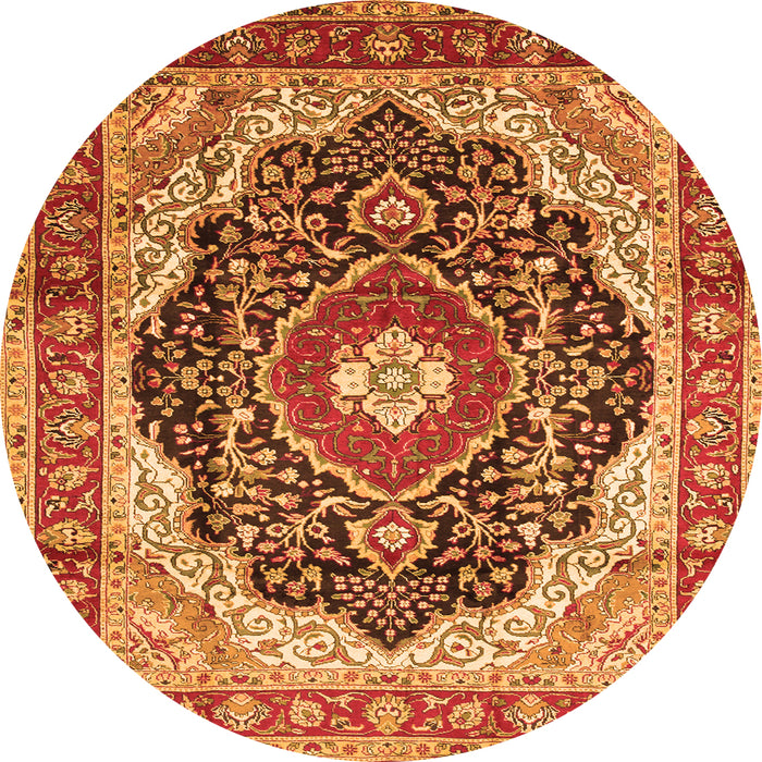 Machine Washable Medallion Orange Traditional Area Rugs, wshtr136org