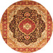 Machine Washable Medallion Orange Traditional Area Rugs, wshtr136org