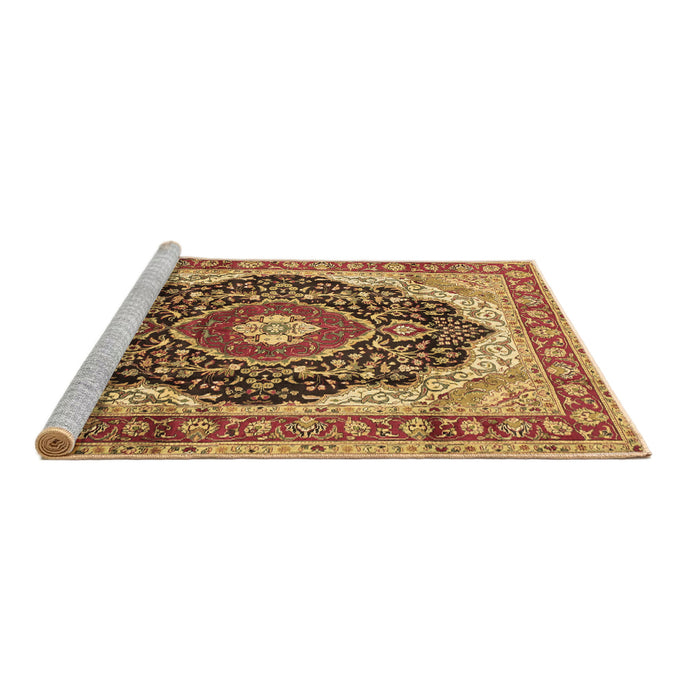 Sideview of Machine Washable Medallion Brown Traditional Rug, wshtr136brn