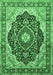 Machine Washable Medallion Emerald Green Traditional Area Rugs, wshtr136emgrn