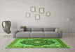 Machine Washable Medallion Green Traditional Area Rugs in a Living Room,, wshtr136grn