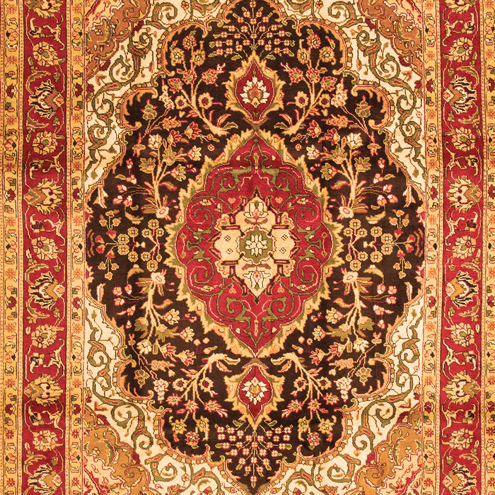 Serging Thickness of Machine Washable Medallion Orange Traditional Area Rugs, wshtr136org