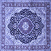 Square Medallion Blue Traditional Rug, tr136blu