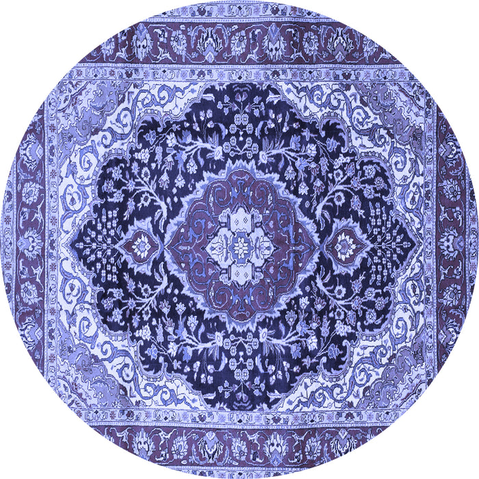 Round Medallion Blue Traditional Rug, tr136blu