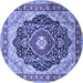 Round Medallion Blue Traditional Rug, tr136blu