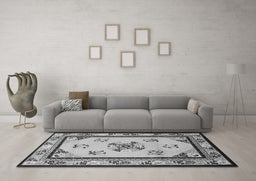 Machine Washable Oriental Gray Asian Inspired Rug in a Living Room,, wshtr1370gry