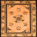 Round Machine Washable Oriental Orange Asian Inspired Area Rugs, wshtr1370org