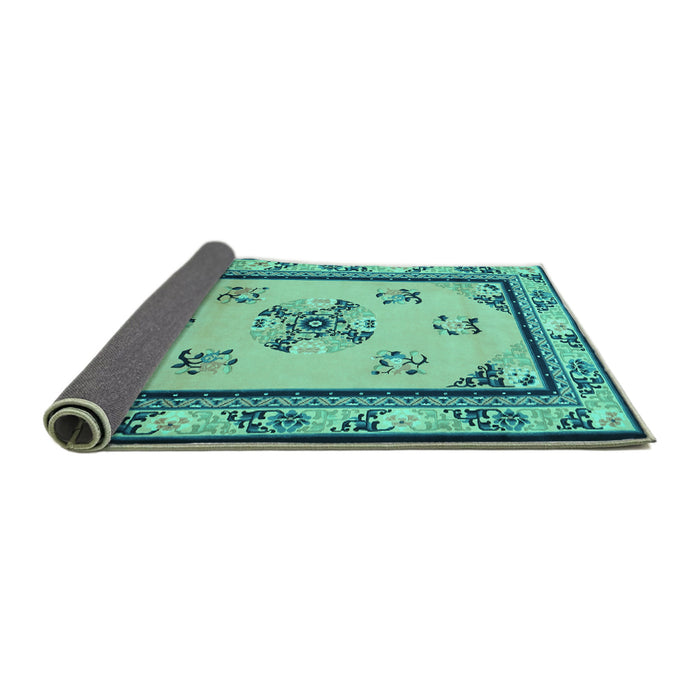 Sideview of Oriental Turquoise Asian Inspired Rug, tr1370turq