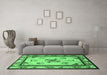 Machine Washable Oriental Emerald Green Asian Inspired Area Rugs in a Living Room,, wshtr1370emgrn