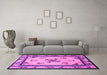 Machine Washable Oriental Pink Asian Inspired Rug in a Living Room, wshtr1370pnk