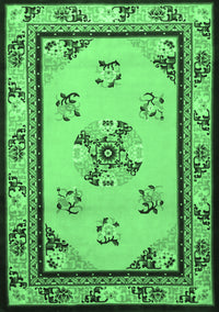 Oriental Emerald Green Asian Inspired Rug, tr1370emgrn