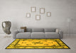 Machine Washable Oriental Yellow Asian Inspired Rug in a Living Room, wshtr1370yw