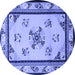 Round Oriental Blue Asian Inspired Rug, tr1370blu