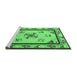 Sideview of Machine Washable Oriental Emerald Green Asian Inspired Area Rugs, wshtr1370emgrn