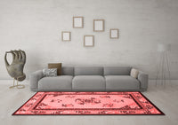 Machine Washable Oriental Red Asian Inspired Rug, wshtr1370red