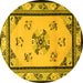 Round Oriental Yellow Asian Inspired Rug, tr1370yw