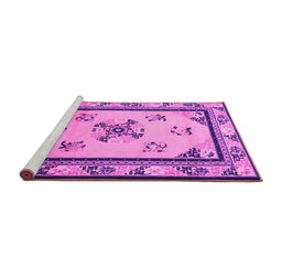 Sideview of Machine Washable Oriental Pink Asian Inspired Rug, wshtr1370pnk
