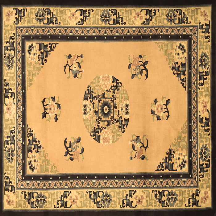 Square Oriental Brown Asian Inspired Rug, tr1370brn