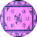 Round Oriental Purple Asian Inspired Rug, tr1370pur