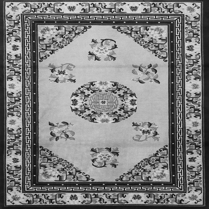 Round Machine Washable Oriental Gray Asian Inspired Rug, wshtr1371gry
