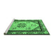 Sideview of Machine Washable Oriental Emerald Green Asian Inspired Area Rugs, wshtr1371emgrn