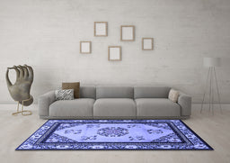 Machine Washable Oriental Blue Asian Inspired Rug in a Living Room, wshtr1371blu