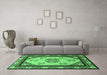 Machine Washable Oriental Emerald Green Asian Inspired Area Rugs in a Living Room,, wshtr1371emgrn