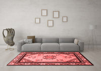 Machine Washable Oriental Red Asian Inspired Rug, wshtr1371red