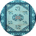 Round Oriental Light Blue Asian Inspired Rug, tr1371lblu