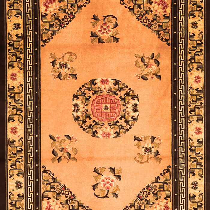 Serging Thickness of Machine Washable Oriental Orange Asian Inspired Area Rugs, wshtr1371org