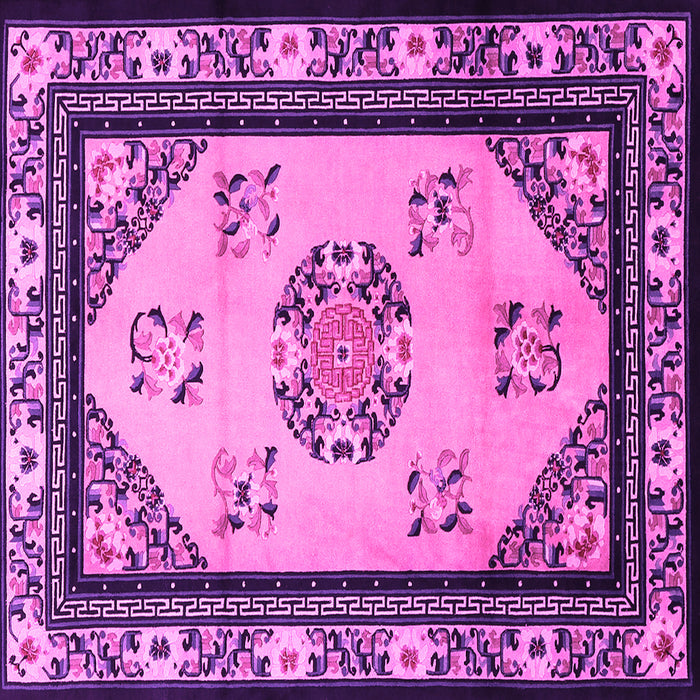 Square Machine Washable Oriental Pink Asian Inspired Rug, wshtr1371pnk