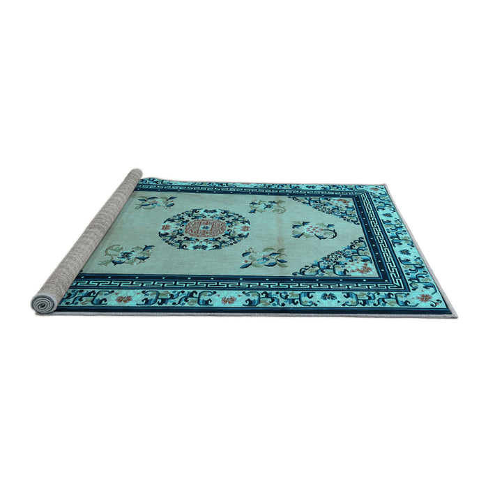 Sideview of Machine Washable Oriental Light Blue Asian Inspired Rug, wshtr1371lblu