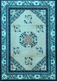 Oriental Light Blue Asian Inspired Rug, tr1371lblu