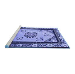 Sideview of Machine Washable Oriental Blue Asian Inspired Rug, wshtr1371blu