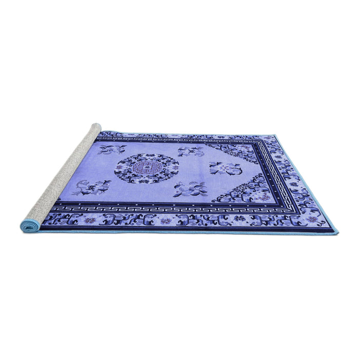 Sideview of Machine Washable Oriental Blue Asian Inspired Rug, wshtr1371blu