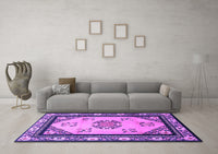 Machine Washable Oriental Purple Asian Inspired Rug, wshtr1371pur