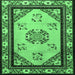 Square Machine Washable Oriental Emerald Green Asian Inspired Area Rugs, wshtr1371emgrn