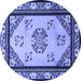 Round Oriental Blue Asian Inspired Rug, tr1371blu