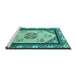 Sideview of Machine Washable Oriental Turquoise Asian Inspired Area Rugs, wshtr1371turq