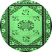 Round Oriental Emerald Green Asian Inspired Rug, tr1371emgrn