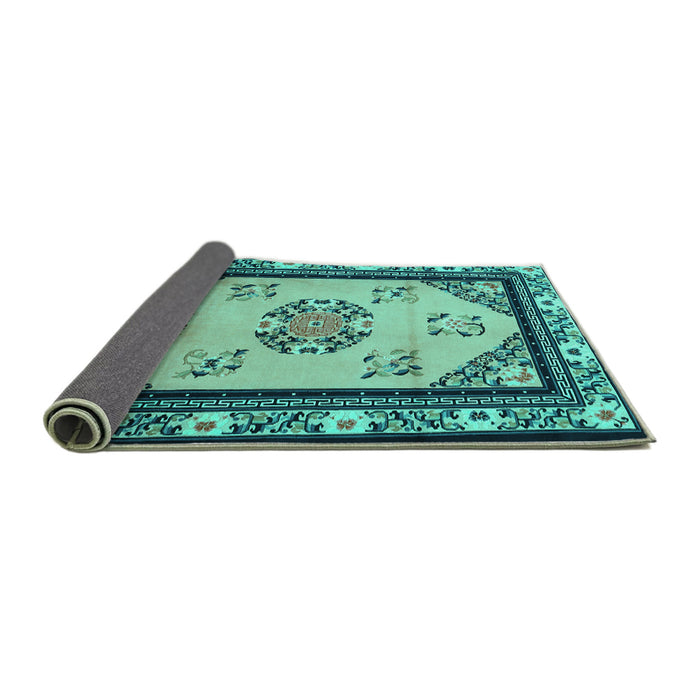 Sideview of Oriental Turquoise Asian Inspired Rug, tr1371turq