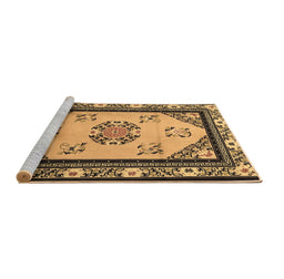 Sideview of Machine Washable Oriental Brown Asian Inspired Rug, wshtr1371brn