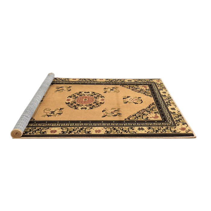 Sideview of Machine Washable Oriental Brown Asian Inspired Rug, wshtr1371brn