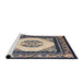 Sideview of Machine Washable Traditional Dark Slate Blue Rug, wshtr1372