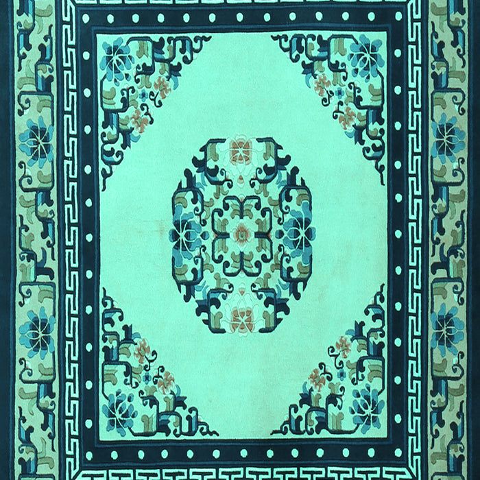 Machine Washable Oriental Turquoise Asian Inspired Area Rugs, wshtr1372turq