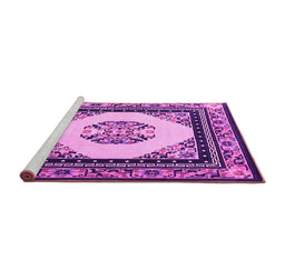 Sideview of Machine Washable Oriental Pink Asian Inspired Rug, wshtr1372pnk